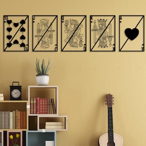 Decoración de pared de metal con cartas de escalera real, arte de pared de metal con cartas de póquer, decoración de pared para sala de juegos, decoración de casino, regalo para tu compañero de juegos, apuesta todo en el póquer