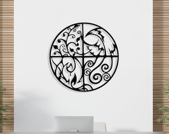 Four Element Metal Line Art, Avatar Metal Wall Decor, Unique Birthday Gift, Yoga Lovers Metal Decor, Iconic Wall Art, Christmas Gift