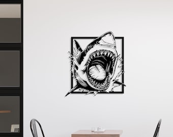 Bold Shark Metal Wall Art: Marine Life Decor