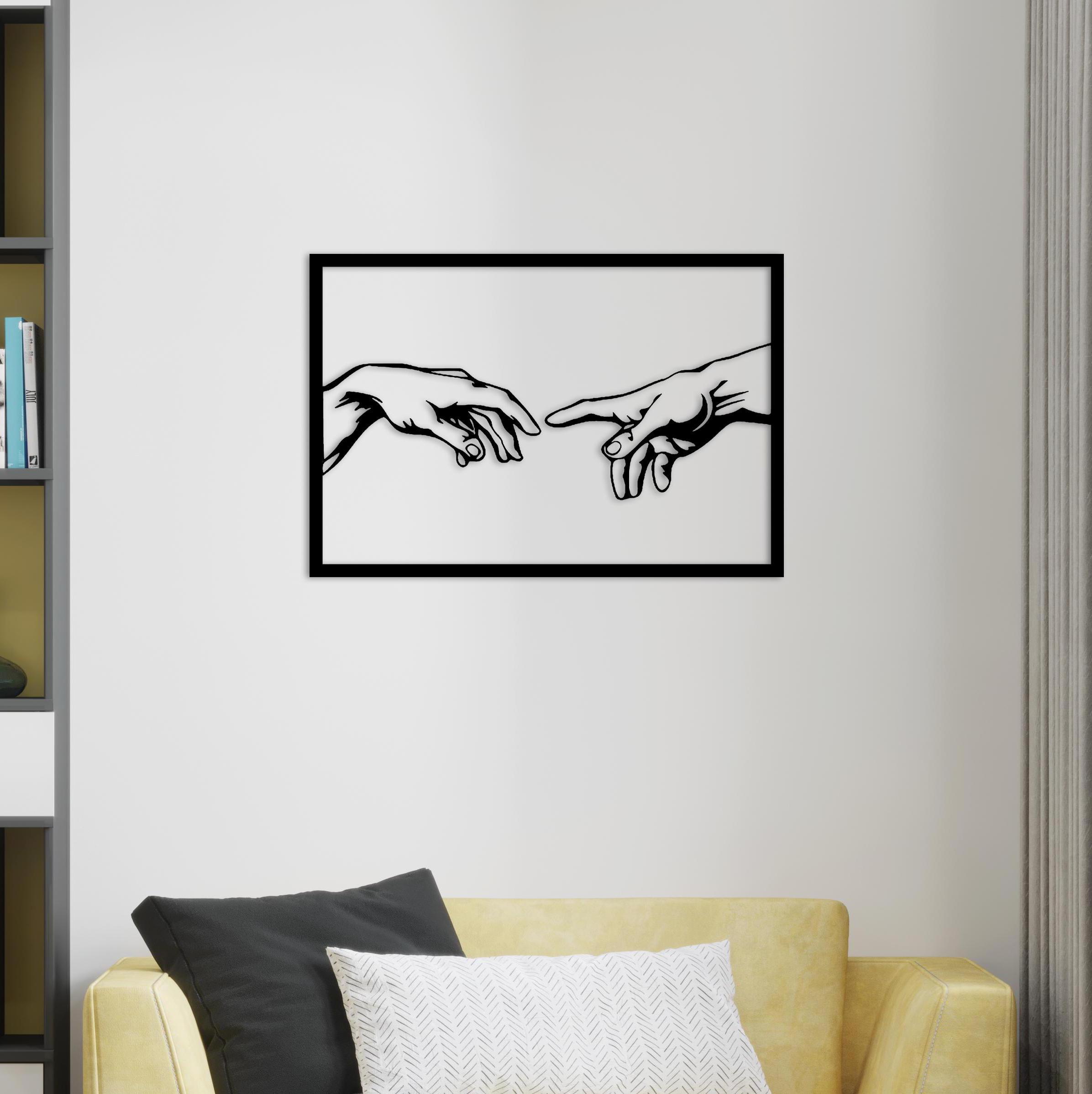 Michelangelo's Famous Work Sistine Chapel Metal Wall Art, Sistine Chapel Themed Metal Wall Decor with Jesus Touching Adam's Hand, Iconic Art