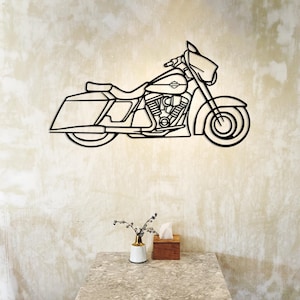Harley Motorcycle Metal Line Art - Unique Garage Decor - Harley Lovers Gift