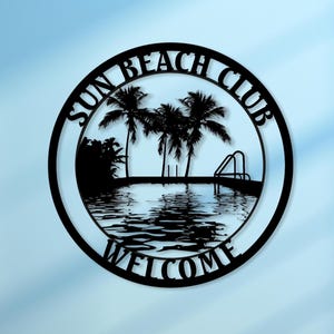 Custom Pool Time Metal Sign: Personalized Beach Club Decor