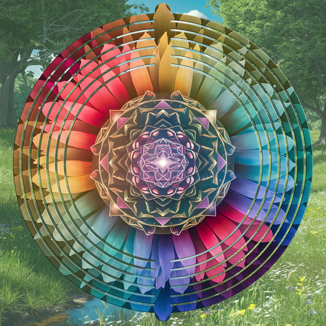 Kaleidoscope Wind Spinner PNG Bundle Neon Spinner Sublimation Design