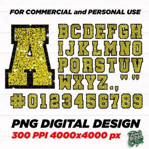 Glitter font, Glitter Sport Alphabet png - Gold Glitter Alphabet - png Print File For Sublimation Or Print - Distressed - Download