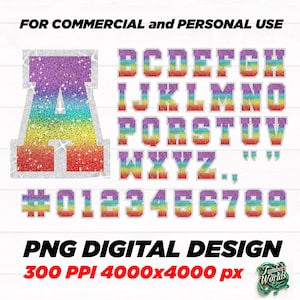 Glitter font, Glitter Sport Alphabet png - rainbow Glitter Alphabet - png Print File For Sublimation Or Print - Distressed - Download