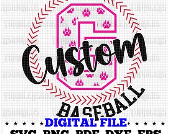 File SVG personalizzato con impronta di zampa da baseball, file digitale per il taglio.