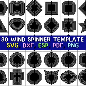 30 Wind Spinner, Wind Spinner Template, Wind Spinner Svg template, Wind Sublimation, DFX, Pdf, SVG, PNG Download