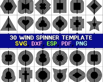 30 Wind Spinner Templates (svg, png, pdf, dxf) (Digital Download)