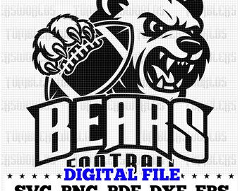 Bears Football Mascot SVG – Fierce Bear Holding Ball, Team Spirit Logo for Shirts, Sports SVG PNG Eps Pdf Download