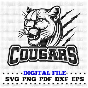 Cougars svg, Cougar svg, Cougar mascot SVG, Cougar logo svg Cougar mom DXF File for Cricut & Silhouette, Cougar school logo svg, sports svg