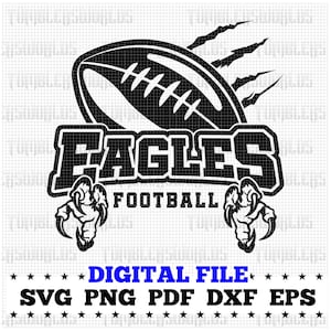 Eagles Football Mascot (svg, png, eps, dxf, pdf) (Digitaler Download)