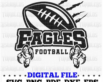 Eagles Football Mascot (svg, png, eps, dxf, pdf) (Digital Download)