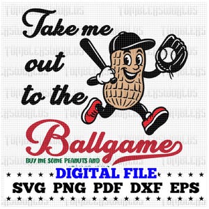Baseball SVG, Take me out to the ballgame svg Baseball Zitat Schnittdatei für Cricut und Sublimation, Vintage-Erdnuss-Sport-Shirt-Design