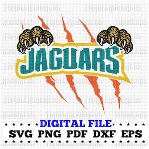 Jaguars Mascot Logo with Claw Marks SVG – Bold Football Team Design for School Spirit Shirts, Digital Download PNG SVG for Cricut
