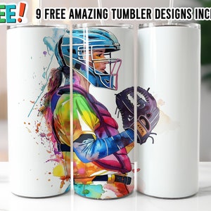 50 g d'emballage pour gobelet attrapeur de softball, motif sublimation pour gobelets minces de 20 oz, motif softball - Téléchargement PNG | Cartes 12 styles gratuites HBD