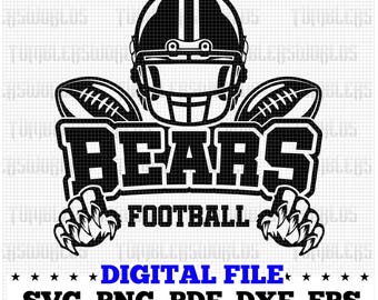 Bears Football (svg, png, eps, dxf, pdf) Files (Digital Download)