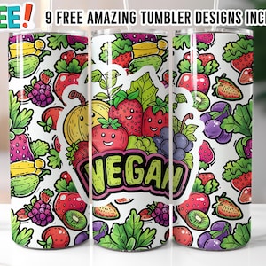 Gobelet végétalien skinny, Sublimation de conception de gobelet, modèle de gobelet végétalien, gobelet végétalien - Téléchargement PNG | Cartes 12 styles gratuites HBD