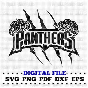 Mascota de las Panteras con Garra y Rasguño SVG – Texto agresivo de pantera con garras y fondo rasgado – Diseño de Cricut para el Día del Partido de Fútbol Americano Escolar