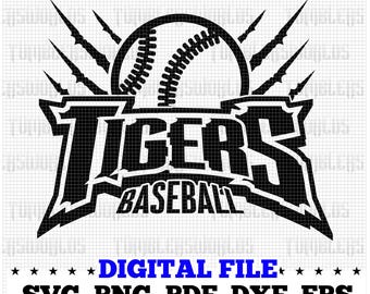 Tiger Baseball SVG, Mascot Design (Digital Files)