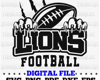 Lions Football Mascot SVG, PNG, Sports Logo (Digital Download)
