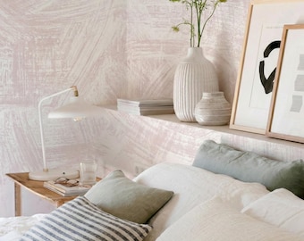 Pink Wallpaper - Limewash Abstract | Peel and Stick or Traditional Wallpaper
