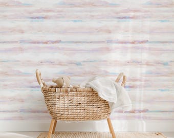 Pastel Watercolor Cloud Wallpaper Mural: Nursery & Kids Room Decor