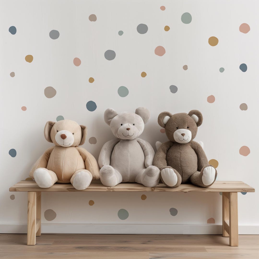 Pastel Polka Dot Wall Decals: Earthy Confetti Stickers for Nursery or ...