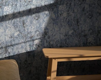 Moody Indigo Floral Wallpaper: Botanical Peel and Stick Wall Mural