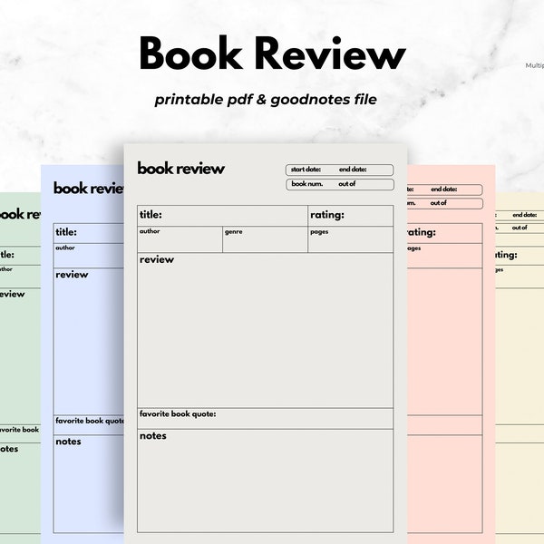 Book Review Printable PDF Template, Organizational Tool for Readers, Perfect Gift for Book Lovers, Reading Habits Planner, Track Your Reads