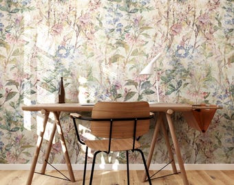 Vintage Floral Fresco Wallpaper – Peel and Stick, Antique Garden Wall Decor