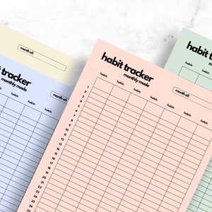 Habit Tracker WEEKLY &amp; MONTHLY Layout Customizable Design Colors ...