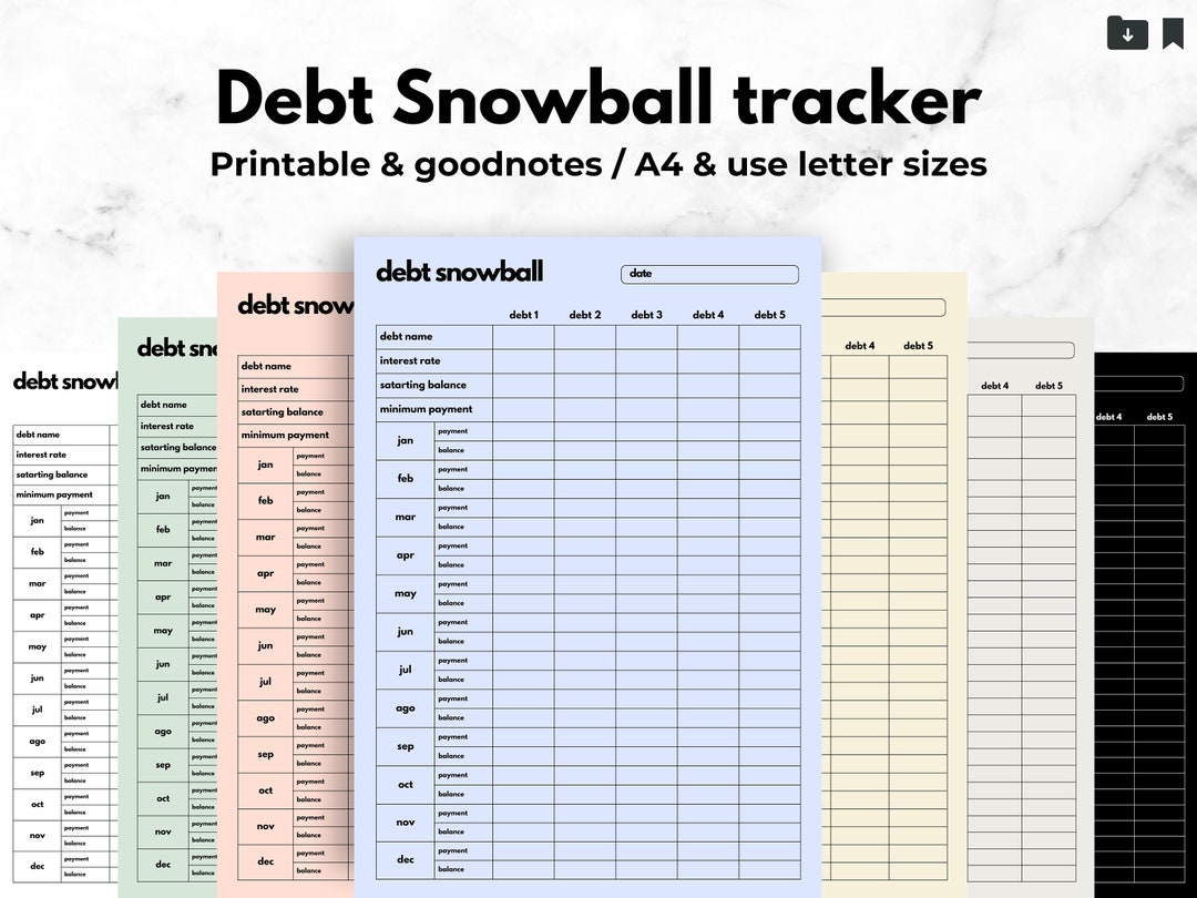 Debt Payment Snowball Tracker, Printable Planner, Monthly Budget ...