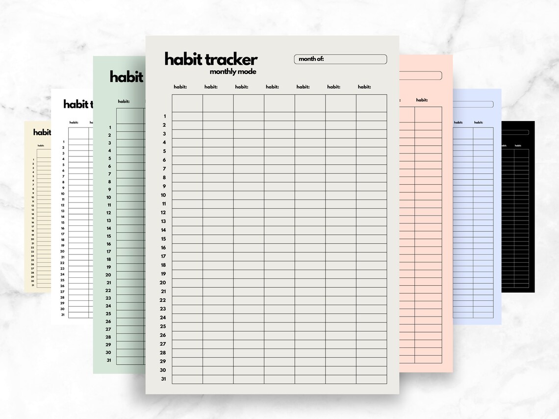 Habit Tracker WEEKLY &amp; MONTHLY Layout Customizable Design Colors ...
