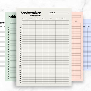 Habit Tracker WEEKLY &amp; MONTHLY Layout Customizable Design Colors ...