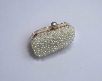 Pochette di perle / Pochette da sposa in avorio / Pochette / Borsa da sposa / Addio al nubilato / Fidanzamento