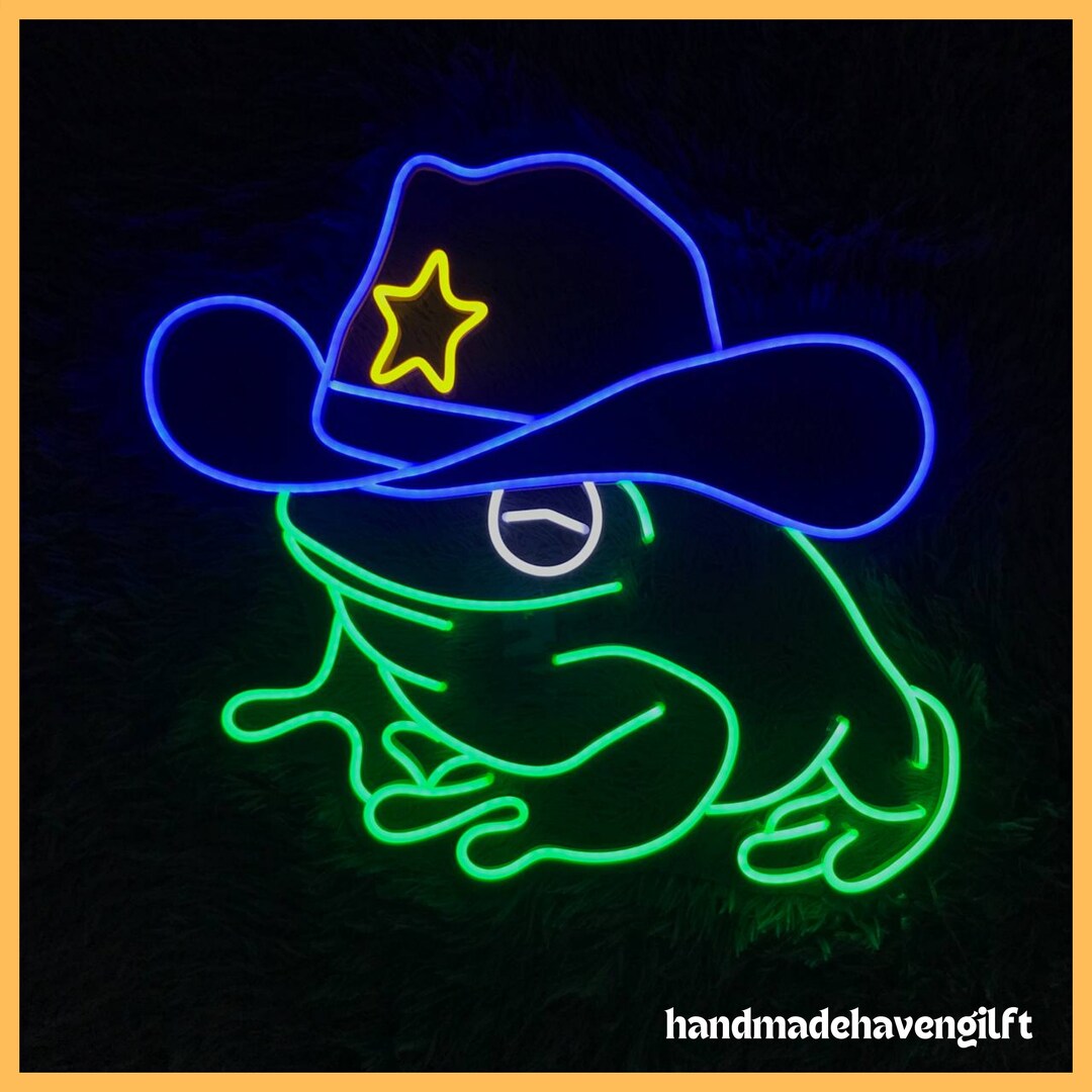 Led Frog Sign Cowboy Frog Neon Sign, Cowboy Frog Led Light, Cowboy Frog Led Sign ...
