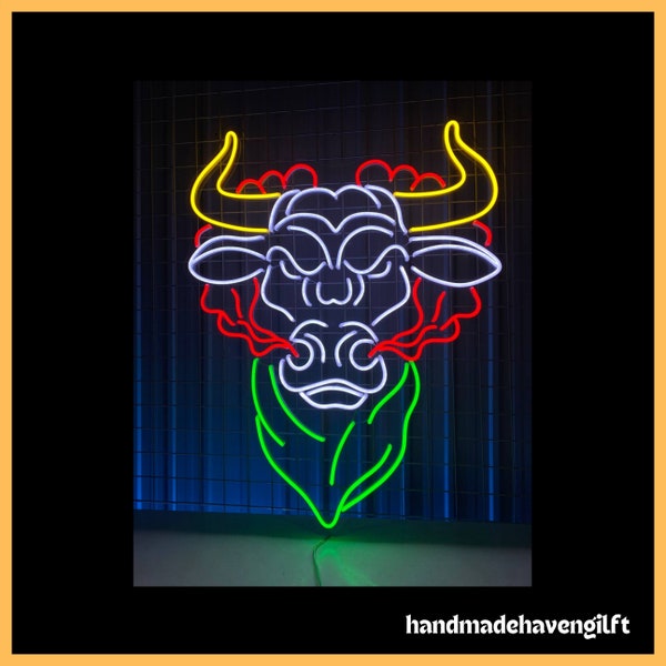 Bull Head Neon Sign, Buffalo Head Led Sign, Bull Skull Led Light, Bull Head Neon Light, Home Room Wall Decor, Bar Club Neon Light Decor