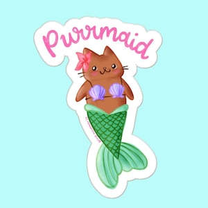 Purrmaid Vinyl Sticker - Cute Mermaid Cat Decal