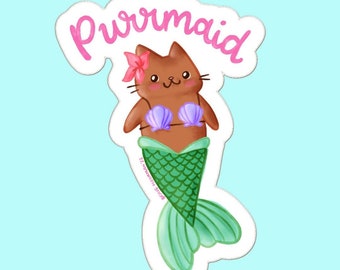 Purrmaid Vinyl Sticker - Cute Mermaid Cat Decal