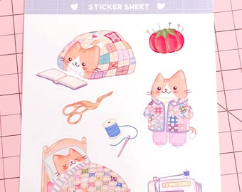 Cottagecore Stickers Cute Sticker Sheet Sewing Planner Sticker Kawaii Sticker Sheet Deco Stickers Stickers Cute Cat Stickers