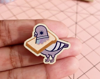 Cute Pigeon Pin Wooden Pin Brooch Wooden Brooch Pin Badge Lapel Pin Bread Pin Pigeon Lover Gift Bird Lover Gift Pigeon Brooch