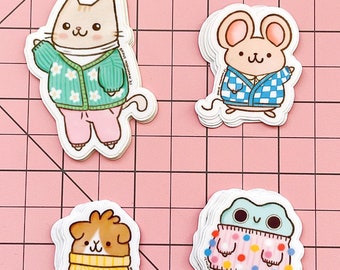 Sweater Weather Animal Vinyl Stickers - Cozy Sticker Set