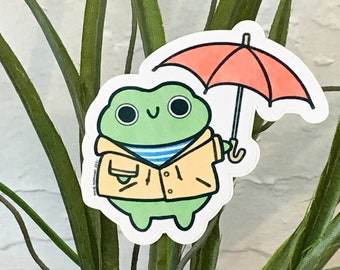 Cute Frog Sticker Cute Froggy Sticker Frog in a Raincoat Rainy Day Sticker Cute Froggie Sticker Frog Stickers Cute Stationery