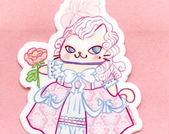 Marie Antoinette Cat Sticker - Cute Pink Cat Sticker, Girly Gift Idea