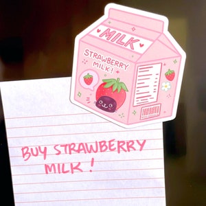 Strawberry Milk Carton Magnet Cat Magnet Cute Magnets Fridge Strawberry Decor Cute Magnet for Fridge Strawberry Gifts for Cat Lovers image 4