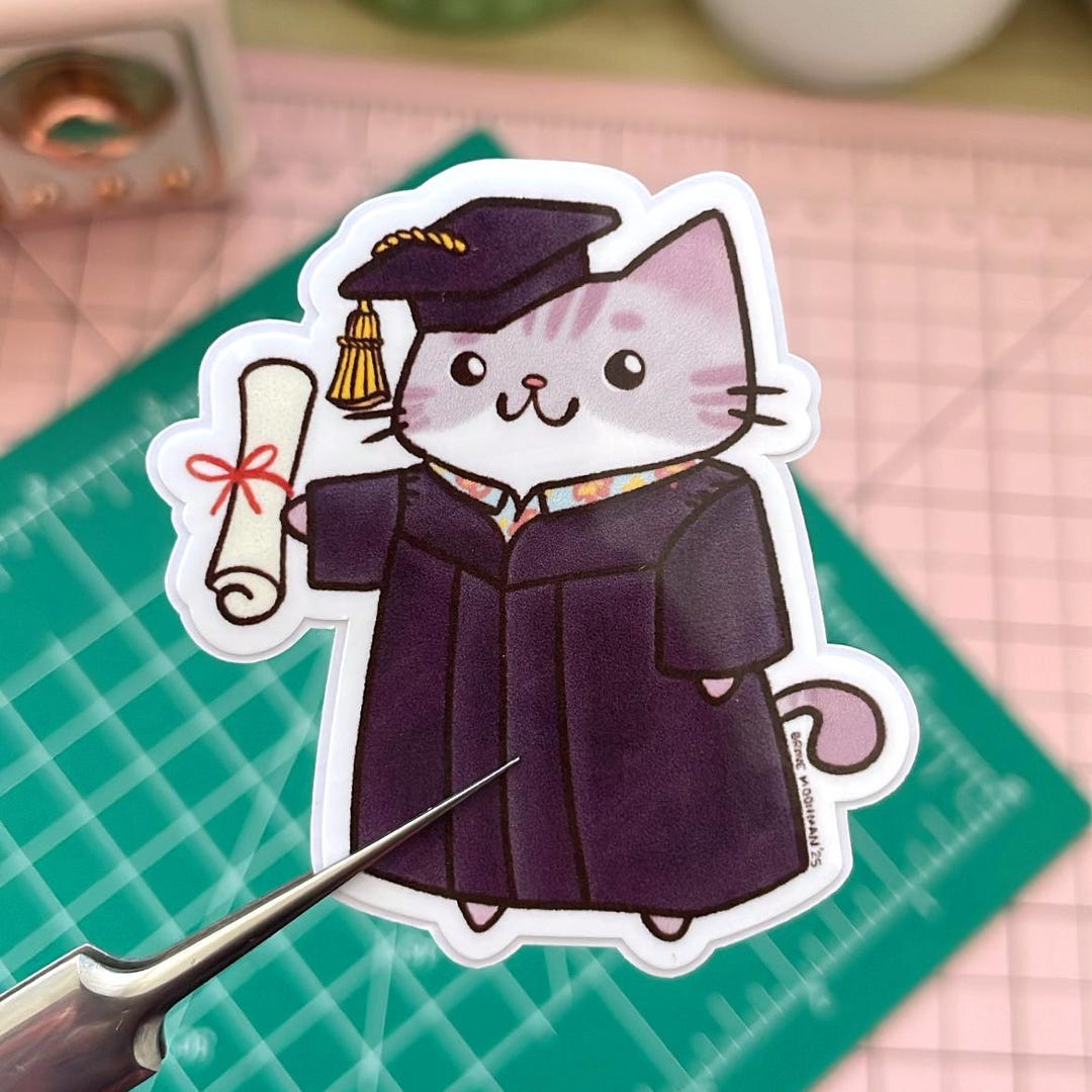 レノックス猫  ( 卒業 ) Graduation Day Kitty Graduation Kitty Sticker – Cat Themed Grad Gift - Etsy