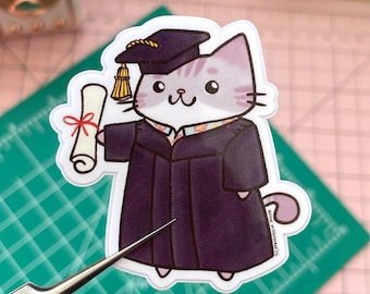 Graduation Kitty Sticker – Cat Themed Grad Gift - Etsy