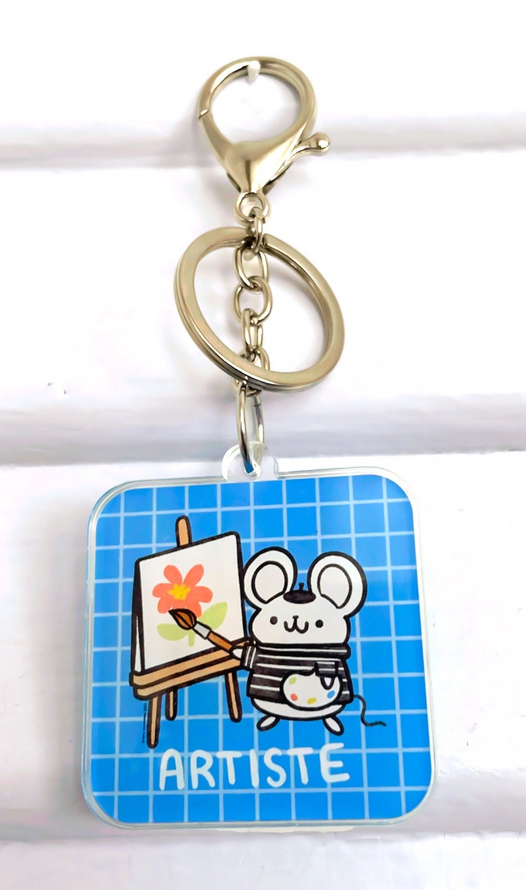 Artist Keychain - Cute Mouse Artist Keyring, Artist Gifts, Art Lover ...