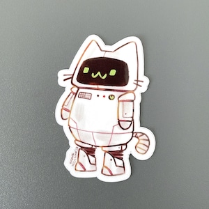Robot Cat Sticker - Cute Robot Sticker, Gift for Him