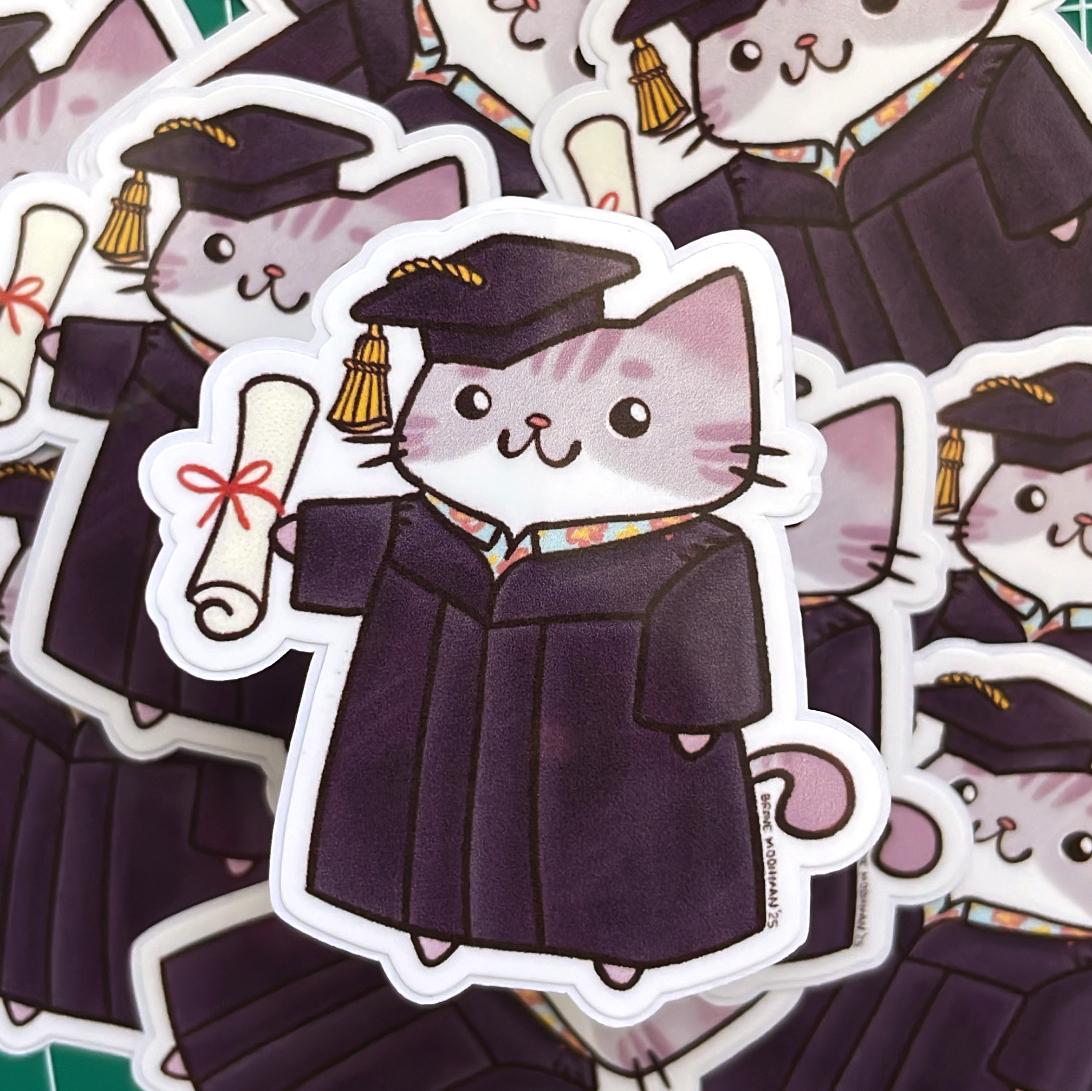 Graduation Kitty Sticker – Cat Themed Grad Gift - Etsy